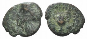 Kings of Parthia, Phraates IV (c. 38/7-2 BC). Æ Chalkous (10mm, 0.80g, 12h). Ekbatana. Diademed bust l. R/ Kantharos. Sellwood 52.56. Good Fine