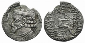 Kings of Parthia, Phraatakes (c. 2 BC-AD 4). BI Tetradrachm (28mm, 11.67g, 12h). Seleukeia on the Tigris, year 311 (1 BC). Diademed bust l.; Nikai to ...