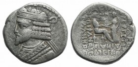 Kings of Parthia, Vardanes I (c. AD 38-46). BI Tetradrachm (26mm, 14.57g, 12h). Seleukeia on the Tigris, year 354 (February AD 42). Diademed bust l., ...