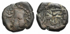 Kings of Parthia, Gotarzes II (c. AD 44-51). Debased Drachm (16mm, 3.97g, 1h). Margiane. Diademed bust l., wearing long beard, earring and spiral torq...