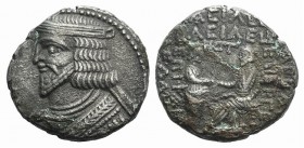 Kings of Parthia, Vologases I (Second reign, c. AD 58-77). BI Tetradrachm (26mm, 13.11g, 12h). Seleukeia on the Tigris, year 378 (AD 66). Diademed bus...