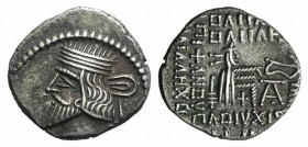 Kings of Parthia, Pakoros I (c. AD 78-120). AR Drachm (19mm, 3.88g, 12h). Ekbatana. Diademed bust l. R/ Archer (Arsakes I) seated r. on throne, holdin...