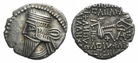 Kings of Parthia, Pakoros I (c. AD 78-120). AR Drachm (18mm, 3.80g, 12h). Ekbatana. Diademed bust l. R/ Archer (Arsakes I) seated r. on throne, holdin...