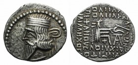 Kings of Parthia, Pakoros I (c. AD 78-120). AR Drachm (21mm, 3.74g, 12h). Ekbatana. Diademed bust l. R/ Archer (Arsakes I) seated r. on throne, holdin...