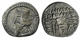 Kings of Parthia, Pakoros I (c. AD 78-120). AR Drachm (19mm, 3.71g, 12h). Ekbatana. Diademed bust l. R/ Archer (Arsakes I) seated r. on throne, holdin...