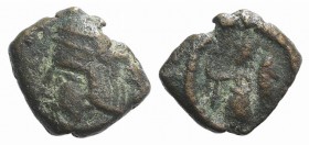 Kings of Parthia, Pakoros I (c. AD 78-120). Æ Chalkous (10mm, 1.11g, 12h). Uncertain mint. Diademed bust l. R/ Athena standing l., holding spear and s...