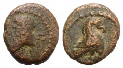 Kings of Parthia, Pakoros I (c. AD 78-120). Æ Chalkous (10mm, 1.12g, 11h). Ekbatana. Diademed bust l. R/ Eagle standing r. Sellwood 78.24 (Vologases I...