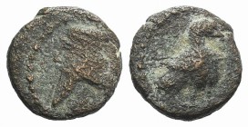 Kings of Parthia, Pakoros I (c. AD 78-120). Æ Chalkous (8.5mm, 0.92g, 12h). Ekbatana. Diademed bust l. R/ Eagle standing r. Sellwood 78.24 (Vologases ...