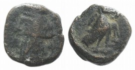 Kings of Parthia, Pakoros I (c. AD 78-120). Æ Chalkous (9mm, 1.16g, 11h). Ekbatana. Diademed bust l. R/ Eagle standing r. Sellwood 78.24 (Vologases II...