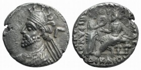 Kings of Parthia, Vologases III (c. AD 105-147). BI Tetradrachm (27mm, 13.49g, 12h). Seleukeia on the Tigris, year 433 ? (AD 121). Diademed and draped...