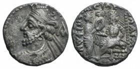 Kings of Parthia, Vologases III (c. AD 105-147). BI Tetradrachm (26mm, 13.77g, 12h). Seleukeia on the Tigris, year 436 (AD 124). Diademed and draped b...