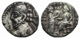 Kings of Parthia, Vologases III (c. AD 105-147). BI Tetradrachm (25mm, 12.70g, 12h). Seleukeia on the Tigris, year 437 (AD 125). Diademed and draped b...