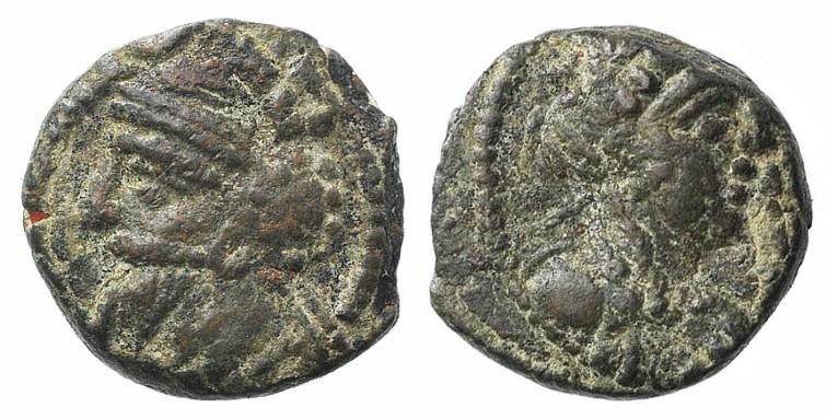 Kings of Parthia, Osroes I (c. AD 109-129). Æ Chalkous (10mm, 1.24g, 12h). Ekbat...