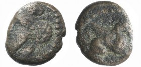 Kings of Parthia, Osroes I (c. AD 109-129). Æ Chalkous (10mm, 1.18g, 12h). Ekbatana. Diademed bust l. R/ Griffin r. Sellwood 80.29. Good Fine - near V...