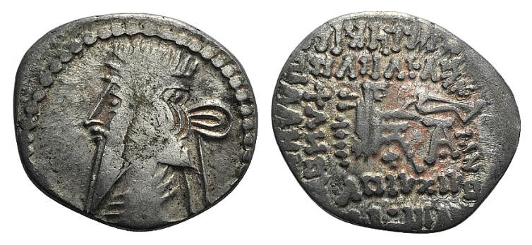 Kings of Parthia, Mithradates V (c. AD 140). AR Drachm (19mm, 2.96g, 12h). Ekbat...