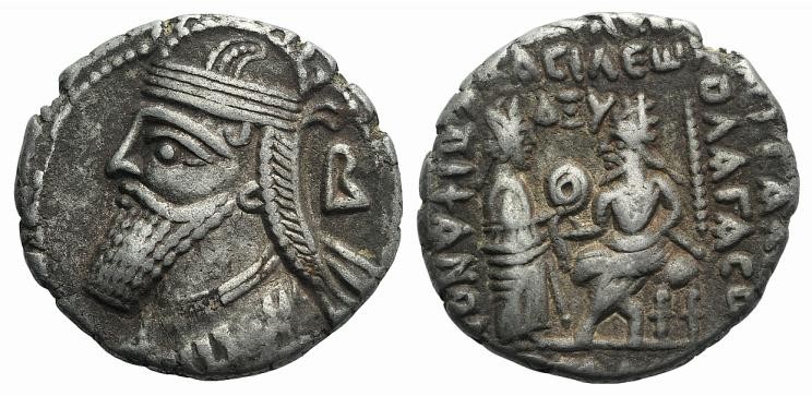 Kings of Parthia, Vologases IV (AD 147-191). BI Tetradrachm (28mm, 13.49g, 1h). ...