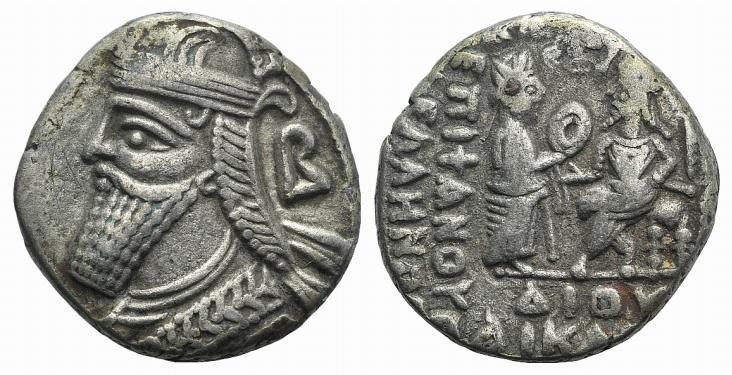 Kings of Parthia, Vologases IV (AD 147-191). BI Tetradrachm (26mm, 13.44g, 12h)....