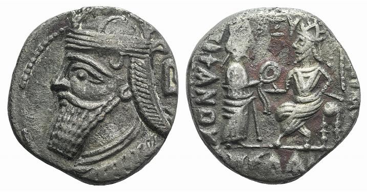 Kings of Parthia, Vologases IV (AD 147-191). BI Tetradrachm (25.5mm, 9.08g, 12h)...