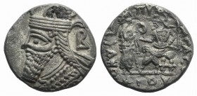 Kings of Parthia, Vologases IV (AD 147-191). BI Tetradrachm (26mm, 7.98g, 12h). Seleukeia on the Tigris, year 480 (October AD 168). Diademed and drape...