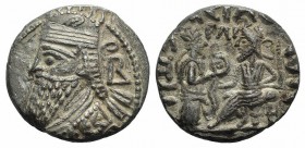 Kings of Parthia, Vologases IV (AD 147-191). BI Tetradrachm (26mm, 10.75g, 12h). Seleukeia on the Tigris, year 483 (AD 171). Diademed and draped bust ...