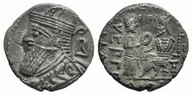 Kings of Parthia, Vologases IV (AD 147-191). BI Tetradrachm (25mm, 11.03g, 12h). Seleukeia on the Tigris, year 486 (October AD 174). Diademed and drap...