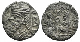 Kings of Parthia, Vologases IV (AD 147-191). BI Tetradrachm (26mm, 11.34g, 12h). Seleukeia on the Tigris, year 488 (June AD 176). Diademed and draped ...