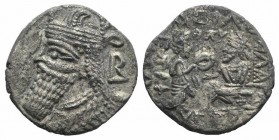 Kings of Parthia, Vologases IV (AD 147-191). BI Tetradrachm (27mm, 12.68g, 12h). Seleukeia on the Tigris, year 489 (AD 177). Diademed and draped bust ...