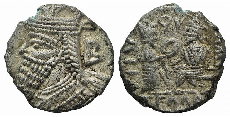 Kings of Parthia, Vologases IV (AD 147-191). BI Tetradrachm (26mm, 13.26g, 12h)....
