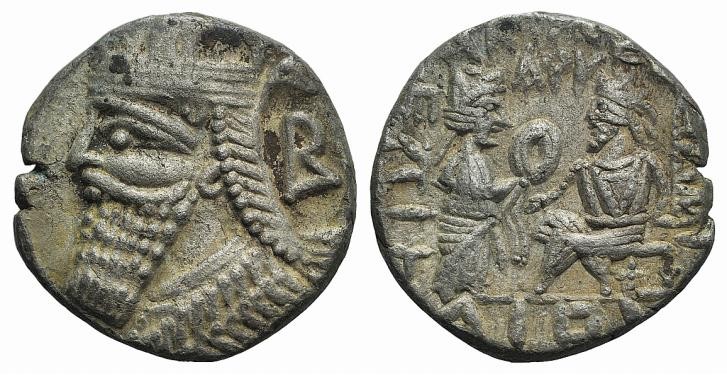 Kings of Parthia, Vologases IV (AD 147-191). BI Tetradrachm (26mm, 12.76g, 12h)....