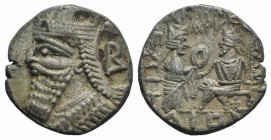 Kings of Parthia, Vologases IV (AD 147-191). BI Tetradrachm (26mm, 12.76g, 12h). Seleukeia on the Tigris, year 491 (October AD 179). Diademed and drap...
