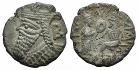 Kings of Parthia, Vologases IV (AD 147-191). BI Tetradrachm (27mm, 12.50g, 12h). Seleukeia on the Tigris, year 491 (August AD 179). Diademed and drape...