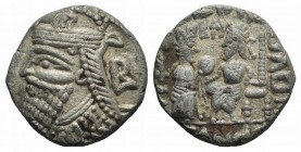 Kings of Parthia, Vologases IV (AD 147-191). BI Tetradrachm (26mm, 12.95g, 12h). Seleukeia on the Tigris, year 492 (June AD 180). Diademed and draped ...