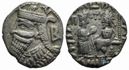 Kings of Parthia, Vologases IV (AD 147-191). BI Tetradrachm (28mm, 12.91g, 12h). Seleukeia on the Tigris, year 492 (July AD 180). Diademed and draped ...