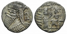 Kings of Parthia, Vologases IV (AD 147-191). BI Tetradrachm (26mm, 12.49g, 12h). Seleukeia on the Tigris, year 494 (June AD 182). Diademed and draped ...