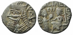 Kings of Parthia, Vologases IV (AD 147-191). BI Tetradrachm (26mm, 13.29g, 12h). Seleukeia on the Tigris, year 495 (AD 183). Diademed and draped bust ...
