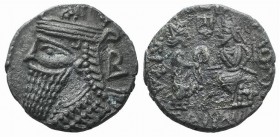 Kings of Parthia, Vologases IV (AD 147-191). BI Tetradrachm (27mm, 9.97g, 12h). Seleukeia on the Tigris, year 500 (December AD 188). Diademed and drap...