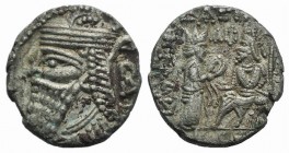 Kings of Parthia, Vologases IV (AD 147-191). BI Tetradrachm (26mm, 13.02g, 12h). Seleukeia on the Tigris, year 501 (AD 189). Diademed and draped bust ...