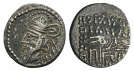Kings of Parthia, Osroes II (c. AD 190). AR Drachm (18mm, 3.58g, 12h). Ekbatana. Diademed bust l., wearing tiara. R/ Archer (Arsakes I) seated r. on t...