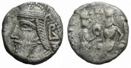 Kings of Parthia, Vologases VI (c. AD 208-228). BI Tetradrachm (24mm, 13.01g, 12h). Seleukeia on the Tigris, year 522 (AD 210/1). Diademed and draped ...