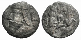 Kings of Parthia, Vologases VI (c. AD 208-228). BI Tetradrachm (24mm, 11.64g, 12h). Seleukeia on the Tigris, year 524 (AD 212/3). Diademed and draped ...