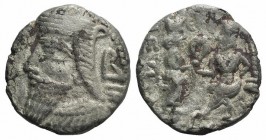 Kings of Parthia, Vologases VI (c. AD 208-228). BI Tetradrachm (24mm, 13.01g, 12h). Seleukeia on the Tigris, year 525 (AD 213/4). Diademed and draped ...
