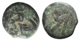 Indo-Parthians, Gondopharid Dynasty. Sanabares (Usurper, mid 1st century AD). Æ Drachm (11mm, 2.35g, 12h). Diademed bust l. R/ Archer seated r. on thr...