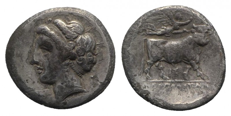 Southern Campania, Neapolis, c. 275-250 BC. AR Drachm (16mm, 3.31g, 11h). Head o...