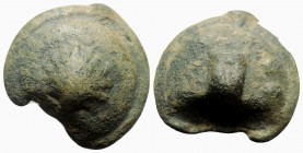 Northern Apulia, Luceria, c. 220 BC. Cast Æ Biunx (35mm, 61.07g). Scallop shell. R/ Astragalos; L to r., two pellets to l. Vecchi, ICC, 341; HNItaly 6...