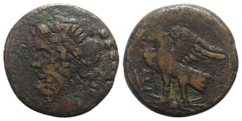 Northern Apulia, Venusia, c. 210-200 BC. Æ Quincunx (27mm, 12.52g, 6h). Laureate...