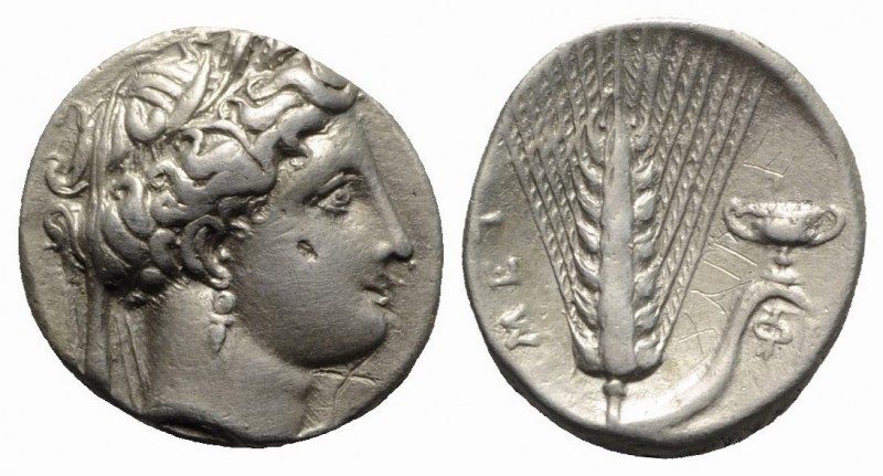 Southern Lucania, Metapontion, c. 340-330 BC. AR Stater (20mm, 7.72g, 1h). Wreat...