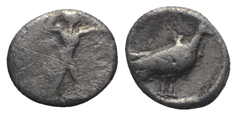 Southern Lucania, Sybaris, c. 453-448 BC. AR Triobol (8mm, 1.05g, 11h). Poseidon...