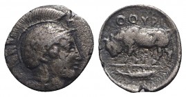 Southern Lucania, Thourioi, c. 443-400 BC. AR Triobol (11mm, 0.98g, 5h). Head of Athena r., wearing crested Attic helmet decorated with wreath; Γ abov...