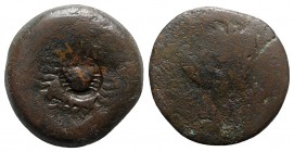 Sicily, Akragas, c. 415-406 BC. Æ Hemilitron (31mm, 20.78g). [Eagle standing r. on fish or hare] / [Crab; six pellets around]; c/m: crab. CNS I, 99 CM...