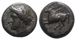 Sicily, Syracuse, 344-317 BC. Æ (20mm, 10.33g, 9h). Wreathed head of Persephone l. R/ Pegasos flying l.; Σ below. CNS II, 78; SNG ANS 526-9; HGC 2, 14...